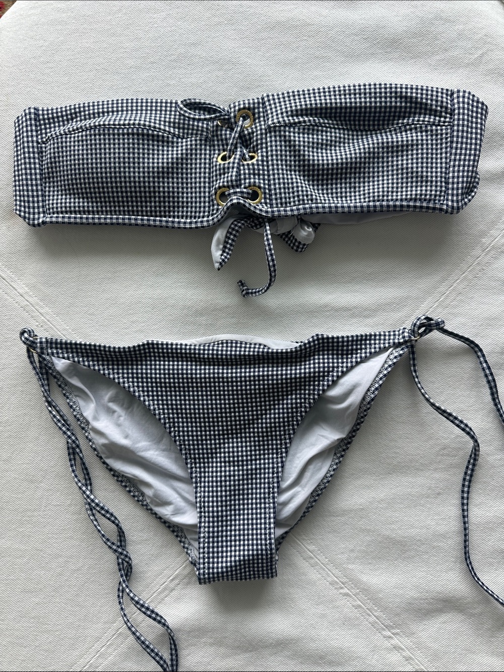 Melissa Odabash Black And White Gingham Bandeau B… - image 1